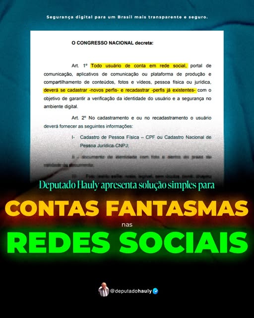 Hauly apresenta solução simples para combater contas fantasmas nas redes sociais